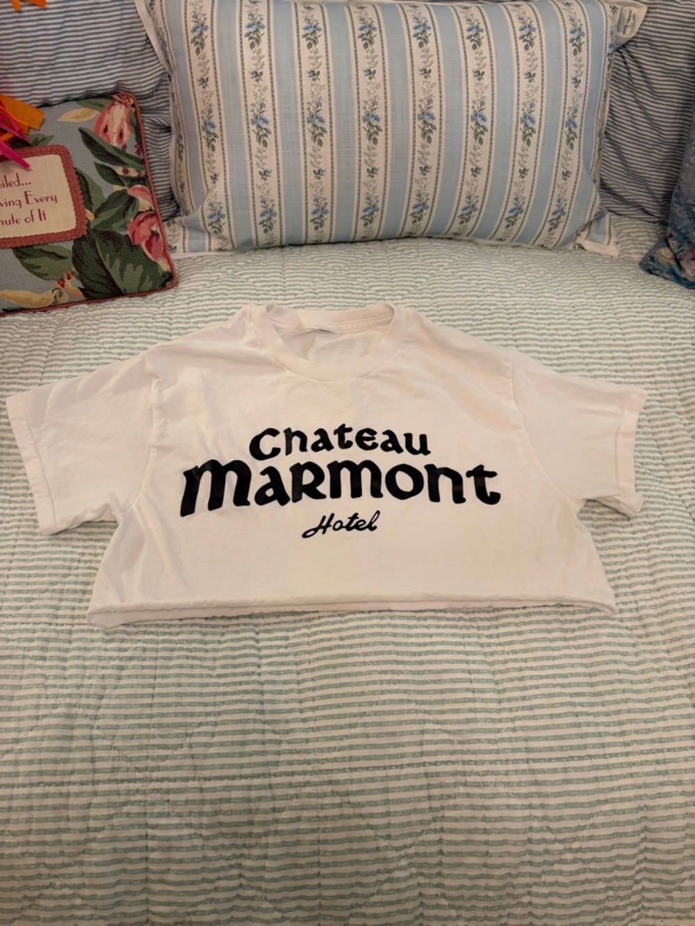 White slashed Crop Tee